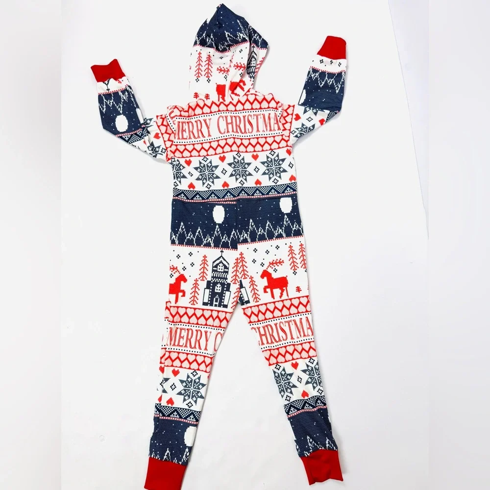 NEW Hooded Onesie Christmas Pajamas Kids 2/3